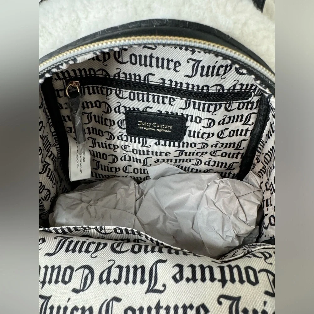 NEW Juicy Couture Black & White Shearling Flashback Backpack